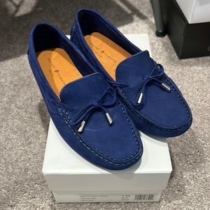 Calvin Klein Women’s Lisette Shiny Lizard Dark Navy Slip-Ons Size 7M